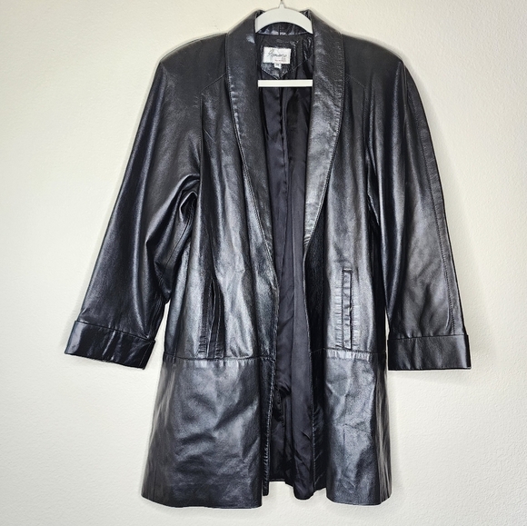 Vintage Jackets & Blazers - Vintage Romano by Red Kid Black Leather Jacket M